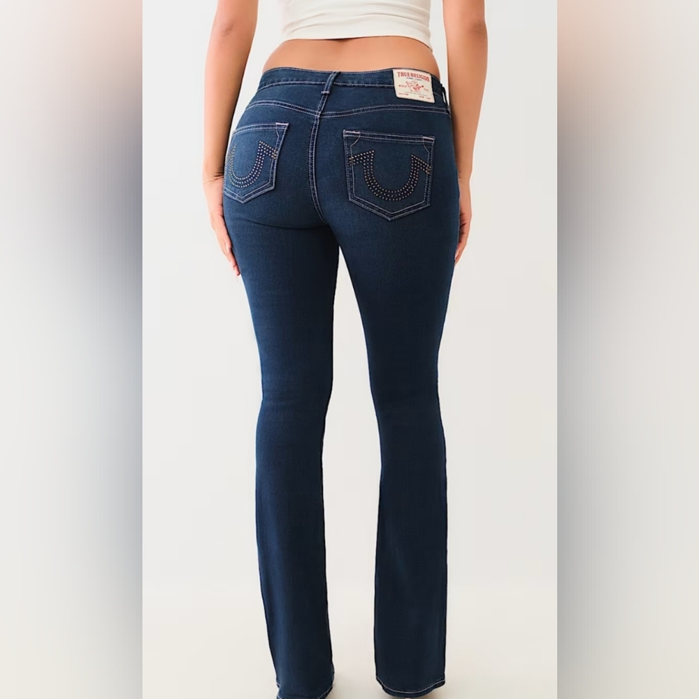 True Religion Becca Mid Rise Bootcut Jeans Crystal Embellished Size 29 New